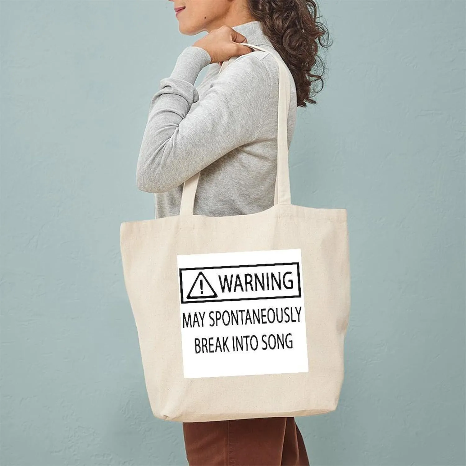 CafePress Spontaneous Singer BW Tote Bag Reusable Natural Beige Canvas Shopping Bag