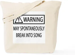 CafePress Spontaneous Singer BW Tote Bag Reusable Natural Beige Canvas Shopping Bag