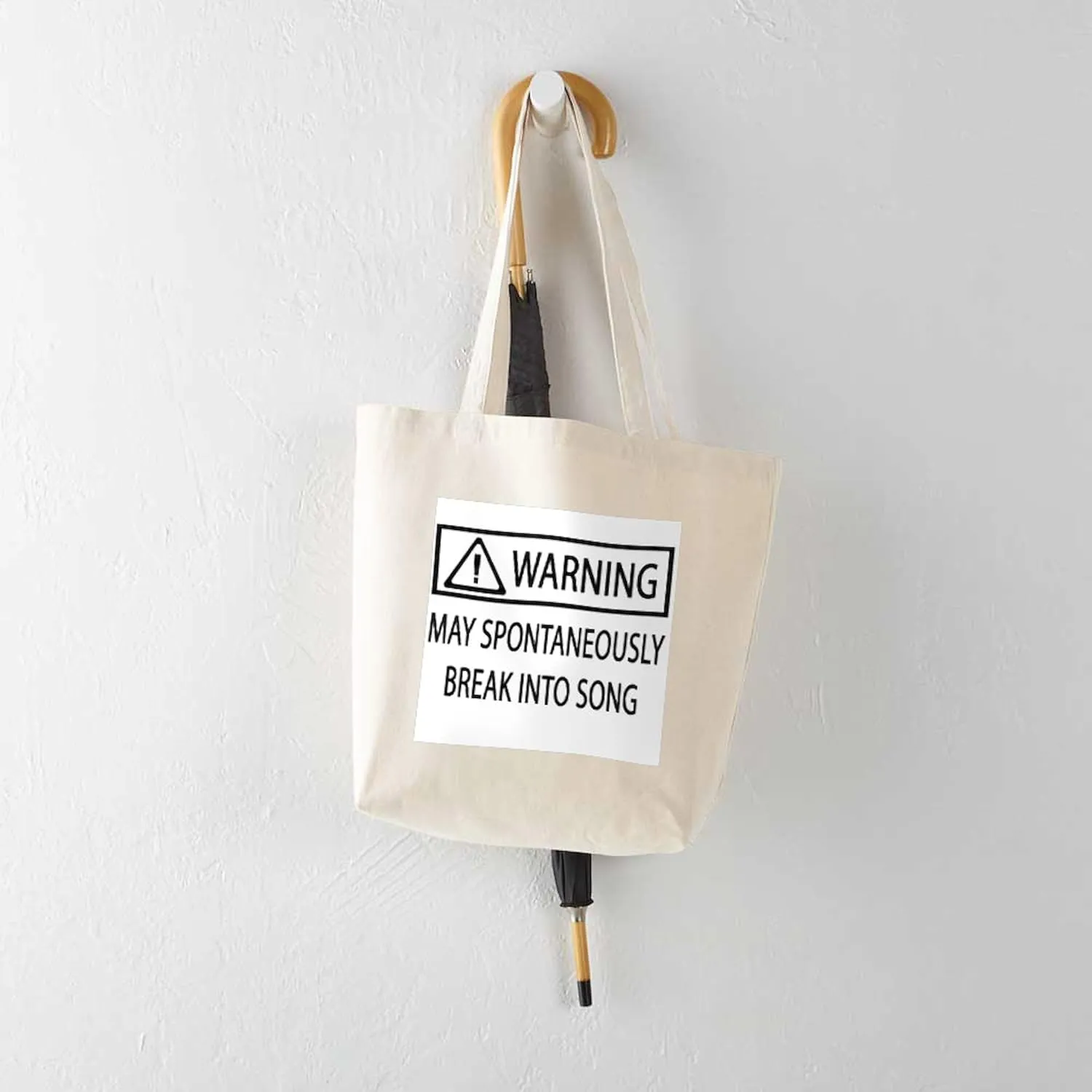 CafePress Spontaneous Singer BW Tote Bag Reusable Natural Beige Canvas Shopping Bag