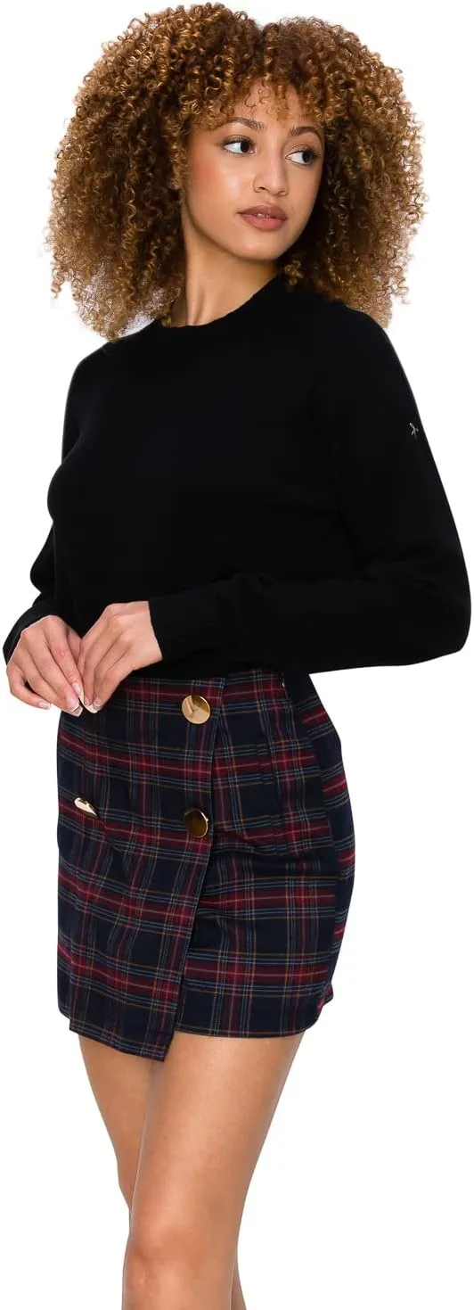 Cali1850 Womens Plaid Skorts Skirts  Casual Asymmetrical Wrap A-Line Tennis Skirt Mini Shorts