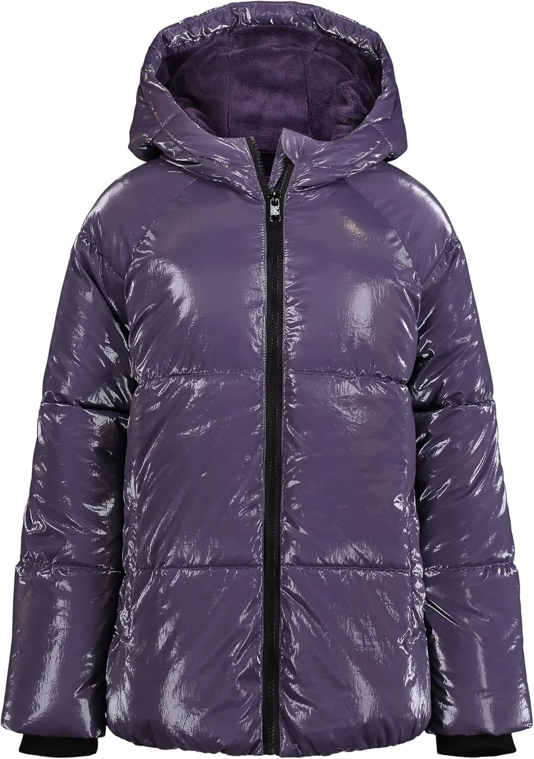 Calvin Klein Girls' Short Length Hooded Winter Puffer Jacket with Fleece Lining