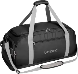 Cambond Airport Luggage Checked Bag - 80L Large Travel Duffle Bag for 5-7 Day Long Trip, Foldable Travel Duffel Bags for Traveling with Shoe Compartment for Men Women, Checked Luggage, Black