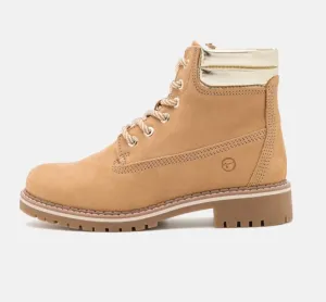 CAMEL LACE UP ANKLE BOOT