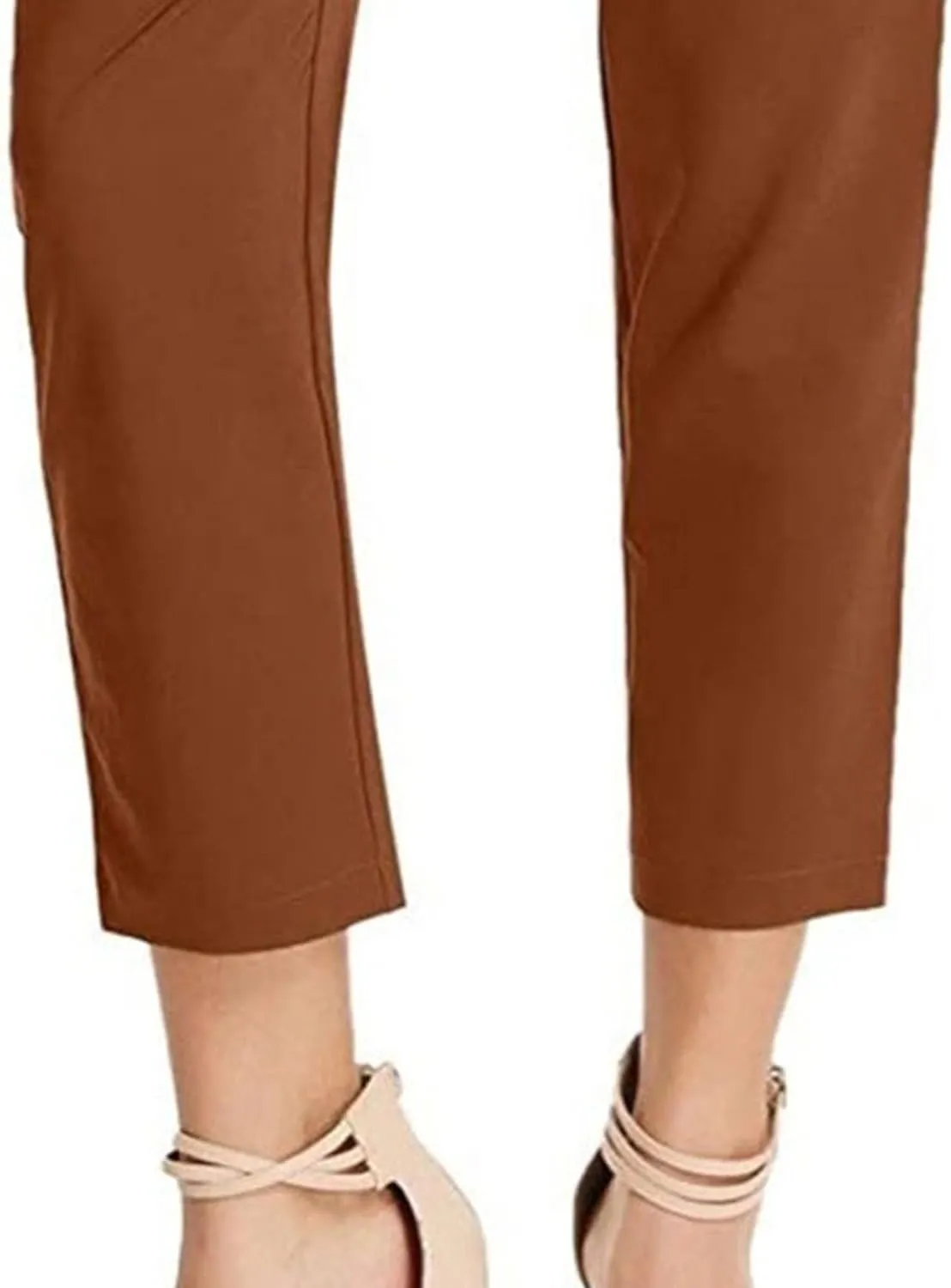 Capri Pants for Women Casual Summe Womens Business Casual Pants Women's Cropped Paper Bag Waist Pant with Pockets