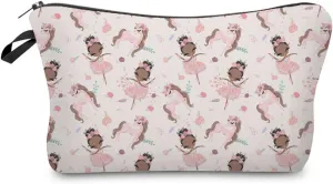 Cartoon Ballet Unicorn Cosmetic Bag Cute Small Makeup Organizer Zipper Pouch Dancing Accessories Present for Ballet Dancers Unicorn Lovers Woman
