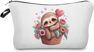 Cartoon Sloth Cosmetic Bag for Women Cute Small Makeup Bag for Purse Travel Toiletry Zipper Pouch for Girls Gift for Sloth Lovers Cartoon Sloth Makeup Bag for Her