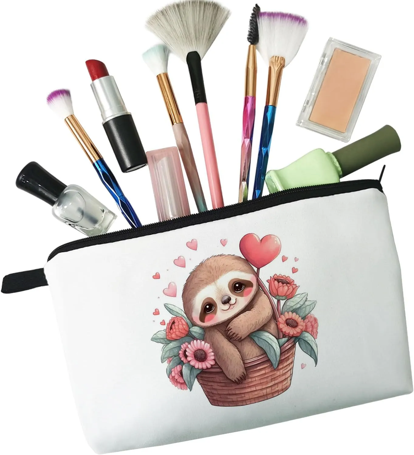 Cartoon Sloth Cosmetic Bag for Women Cute Small Makeup Bag for Purse Travel Toiletry Zipper Pouch for Girls Gift for Sloth Lovers Cartoon Sloth Makeup Bag for Her