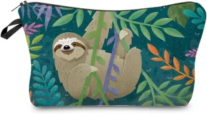 Cartoon Sloth Makeup Bag Cute Small Organizer Bag Toiletry Zipper Pouch Lovely Sloth Cosmetic Bag Funny Sloth Present for Sloth Lovers Women Friends