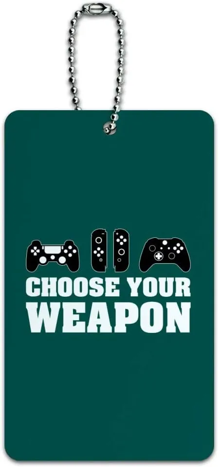 Choose Your Weapon Controllers Games Gamer Luggage Card Suitcase Carry-On ID Tag