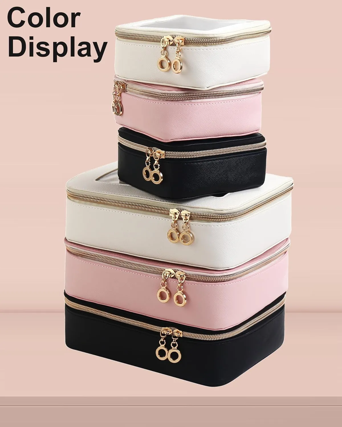 Clear Makeup Bags Case with Zipper, Heavy Duty Travel Cosmetic Case Toiletry Bag for Traveling, Tsa Approved Transparent Make Up Storage Bags, Portable Car Organizer Bag (White,M)