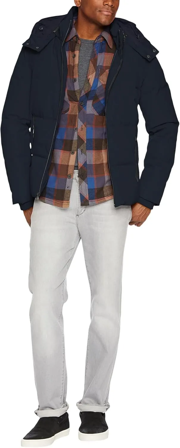 Cole Haan Men's Short Down Parka with Hooded Down Coat