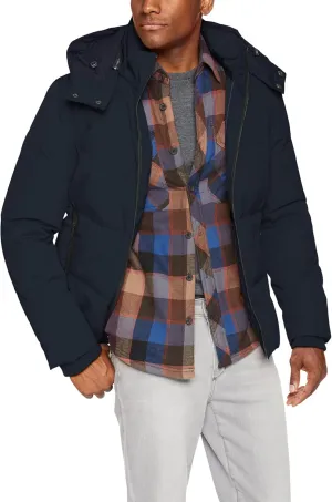 Cole Haan Men's Short Down Parka with Hooded Down Coat