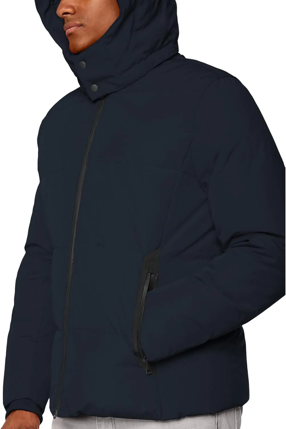 Cole Haan Men's Short Down Parka with Hooded Down Coat