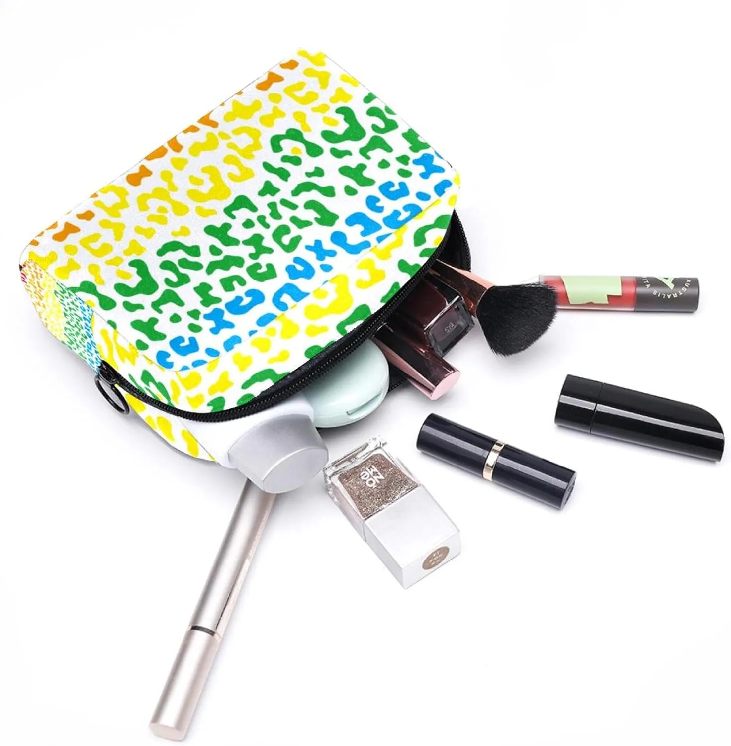 Colorful Animals Texture Cosmetic Makeup Bags, Small Travel Zipper Pouch Portable Toiletry Bag Makeup Organizer for Women Teen Girls