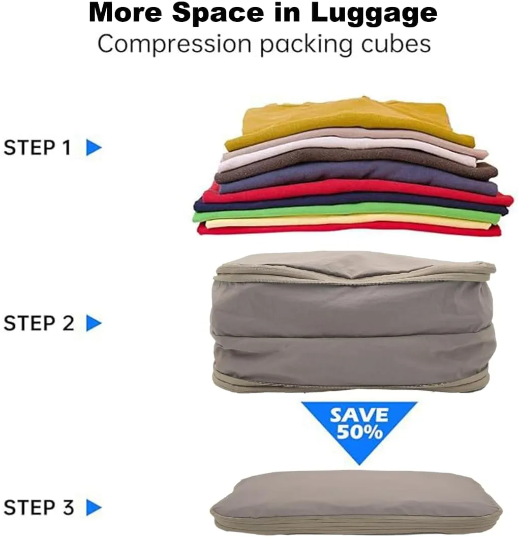 Compression Packing Cubes,Expandable Packing Cubes for Suitcases Lightweight Nylon Travel Cubes Ultralight Organizer Bags Set Travel Bags Organizer for Luggage