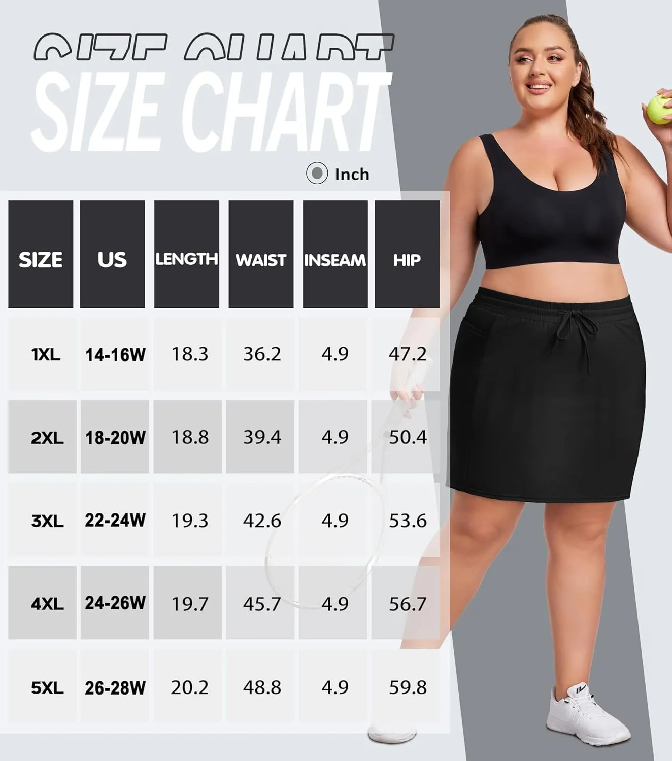COOTRY Women's Plus Size Golf Skorts with Pockets Built-in Shorts Active Skirts for Tennis Pickleball Running Gym