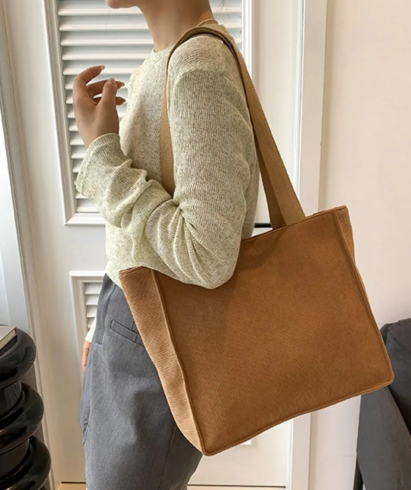 Corduroy Tote Bags Women Large Shoulder Hobo Bags Handbags Purse Stylish Satchel Purses Handbag