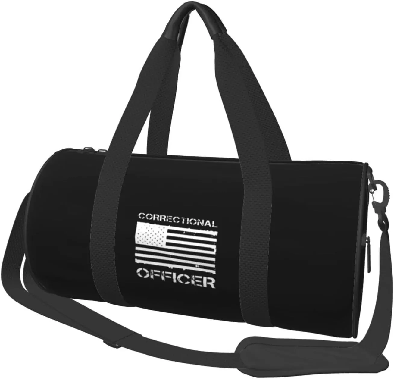 Corrections Officer Thin Silver Line American Flag Convertible Garment Bag with Shoulder Strap, Carry on Garment Duffel Bag for Men Women - Rolling Foldable for Travel Luggage Bags (Black)