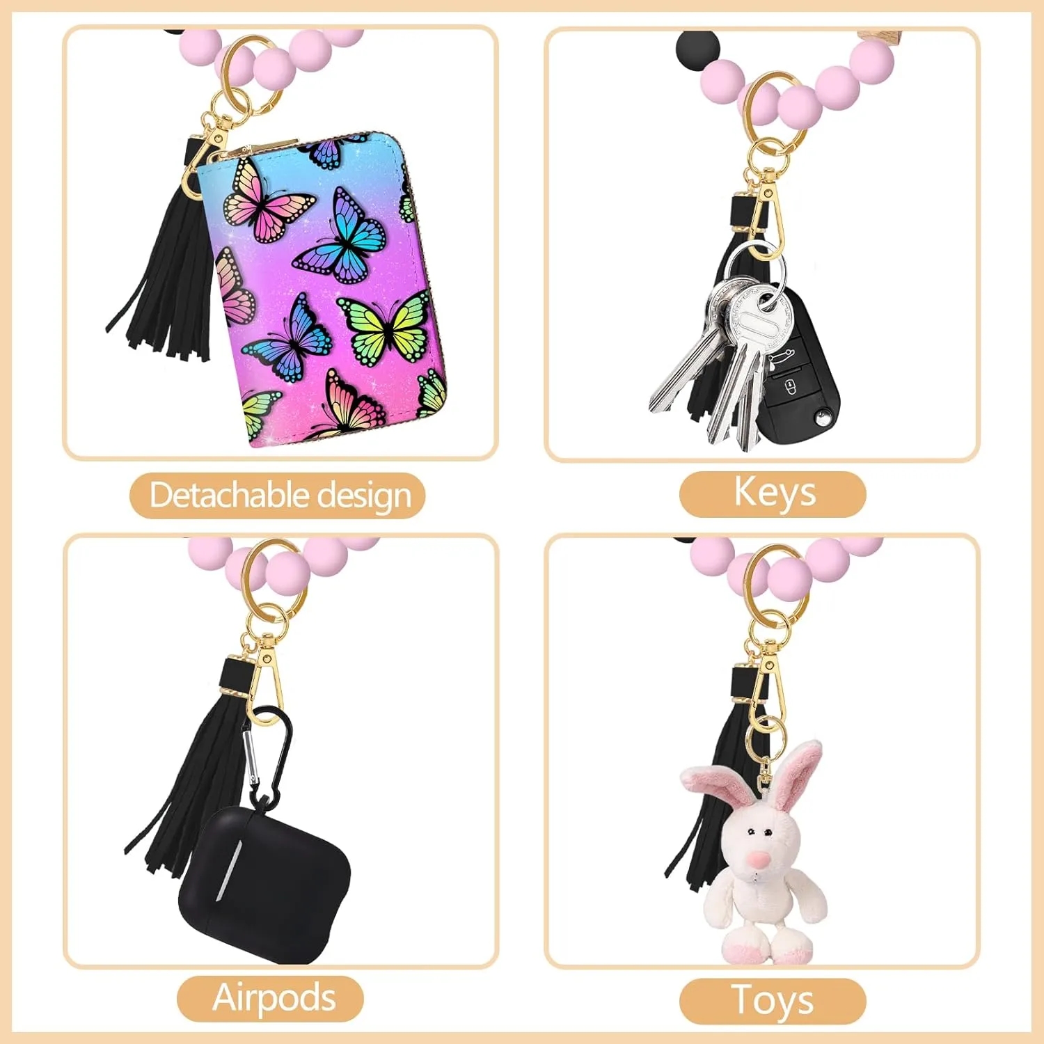 Credit Card Holder RFID Wallet, Small Card Holder Wallet for Women with Keychain Zipper, Funny Leather Print Credit Card Wallets Accordion Gift