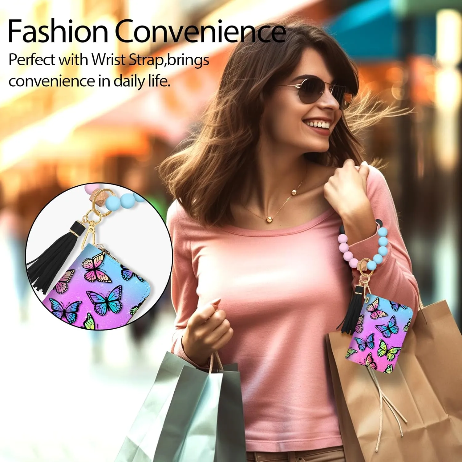 Credit Card Holder RFID Wallet, Small Card Holder Wallet for Women with Keychain Zipper, Funny Leather Print Credit Card Wallets Accordion Gift