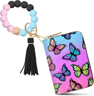 Credit Card Holder RFID Wallet, Small Card Holder Wallet for Women with Keychain Zipper, Funny Leather Print Credit Card Wallets Accordion Gift