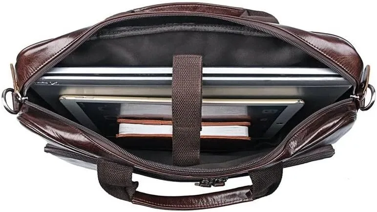 CSCDD Men's Leather Handbag Men's Travel Messenger Shoulder Bag Men's Briefcase