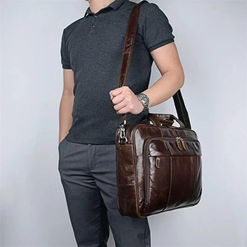CSCDD Men's Leather Handbag Men's Travel Messenger Shoulder Bag Men's Briefcase