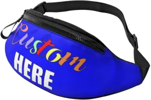 Custom Adjustable Waist Bag Design Your Logo Photo Text, Personalized Fanny Pack for Men Women, Customized Belt Bags Gifts for Sports, Blue