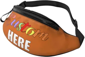 Custom Fanny Pack Waist Pack for Men Women, Personalized Adjustable Belt Bag for Travel Hiking Sports Running, Add Your Own Photo Logo Text, Chocolate