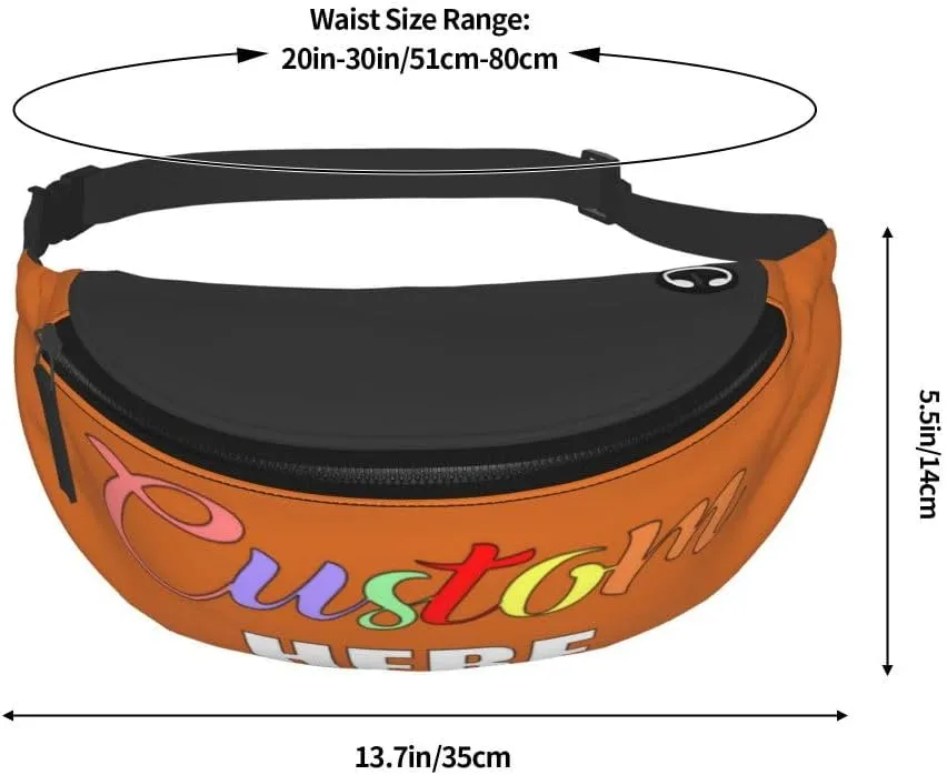 Custom Fanny Pack Waist Pack for Men Women, Personalized Adjustable Belt Bag for Travel Hiking Sports Running, Add Your Own Photo Logo Text, Chocolate
