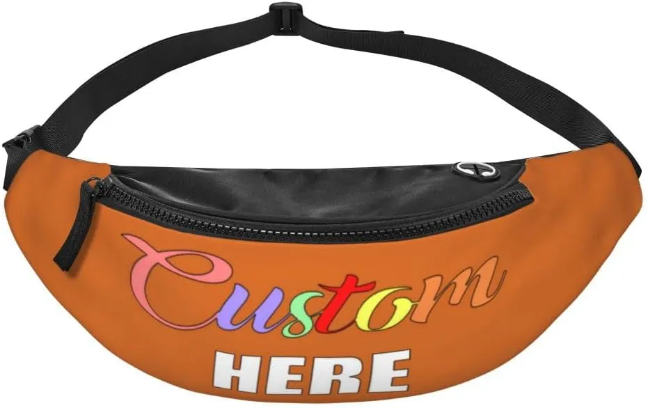 Custom Fanny Pack Waist Pack for Men Women, Personalized Adjustable Belt Bag for Travel Hiking Sports Running, Add Your Own Photo Logo Text, Chocolate