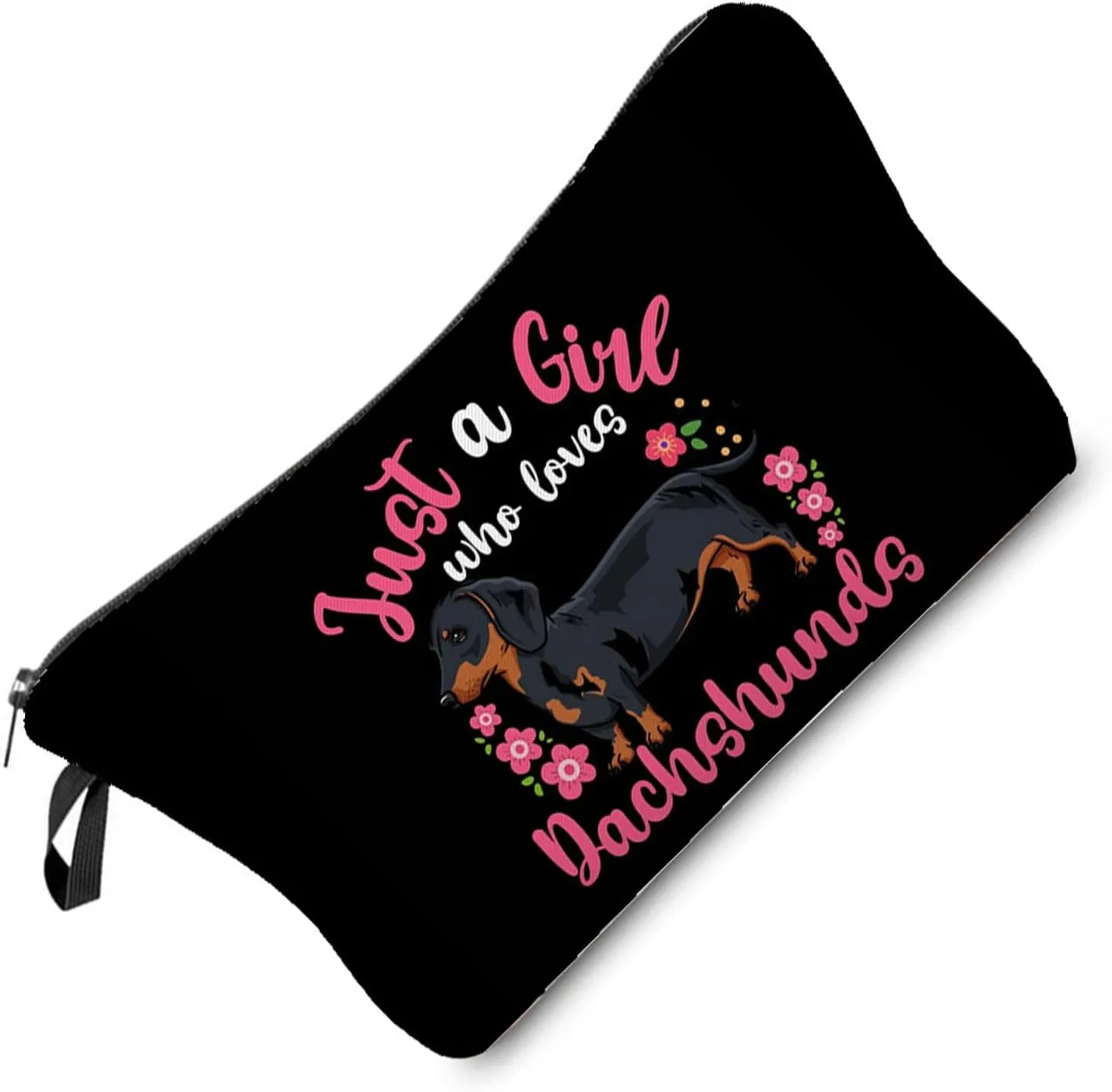 Dachshund Dog Makeup Bag Cute Small Makeup Organizer Bag Travel Toiletry Zipper Pouch Dachshund Gifts Just Love Dachshund Cosmetic Bag for Women Dachshund Lovers