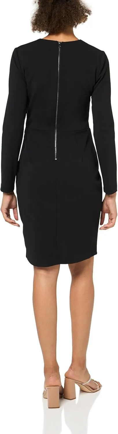 DKNY womens Mix Media One Shoulder Cut Out Long Sleeve Dress