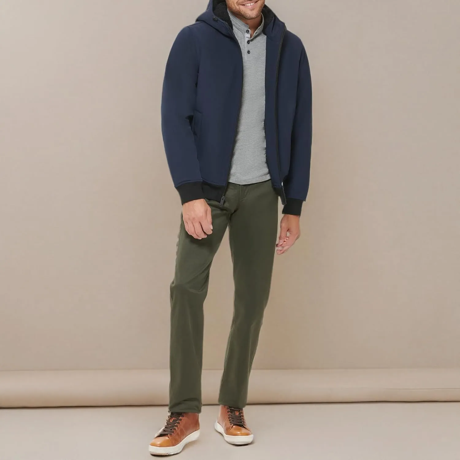 Dockers Men's Softshell Sherpa Lined Bomber Jacket