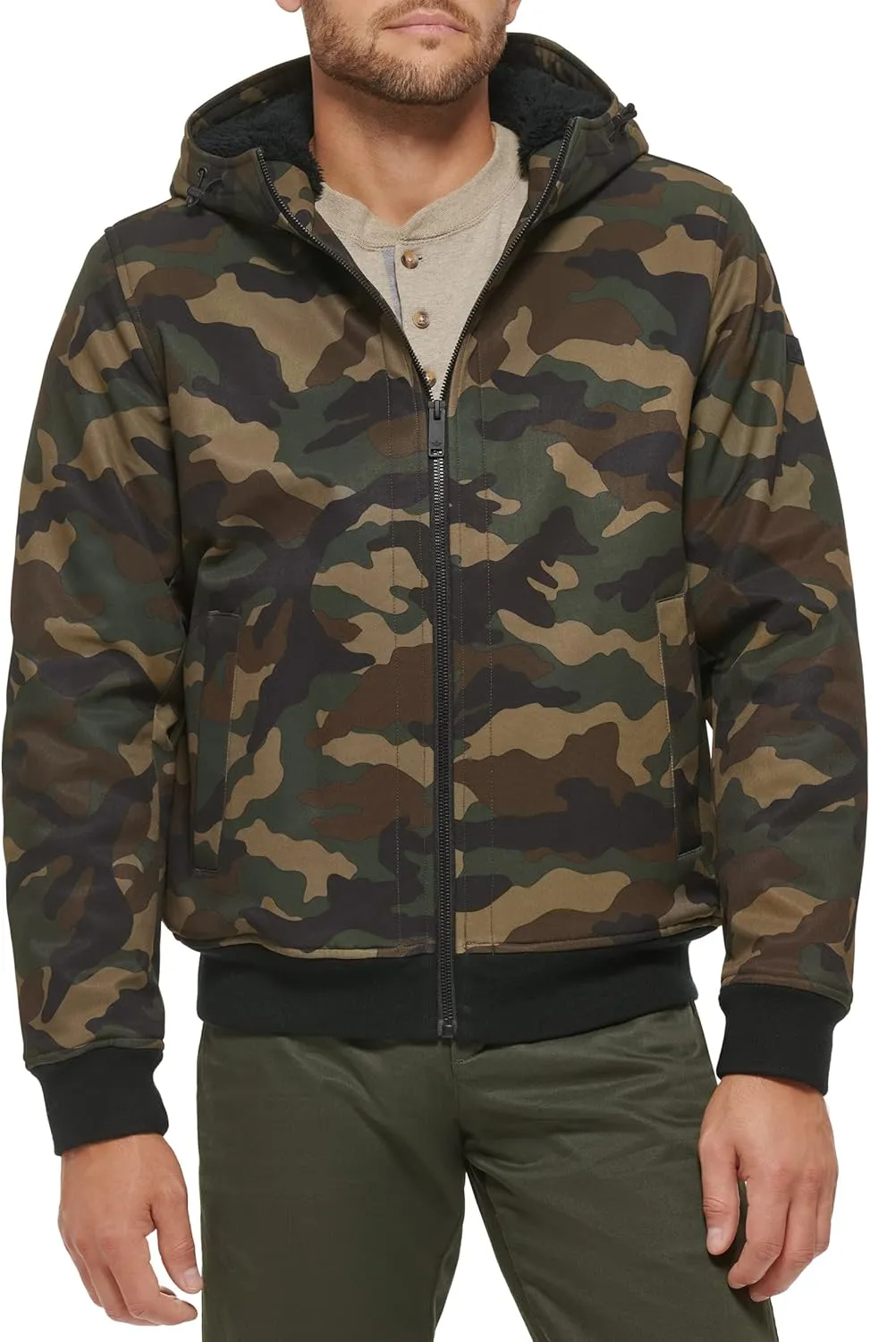 Dockers Men's Softshell Sherpa Lined Bomber Jacket