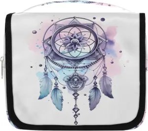 Dreamcatcher Pendants Hanging Travel Toiletry Bag Kit Makeup Case Cosmetics Organizer Ethnic Hipster Feather Toiletry Bag for Women Make up Accessories Shampoo Body Cream Brushes Set