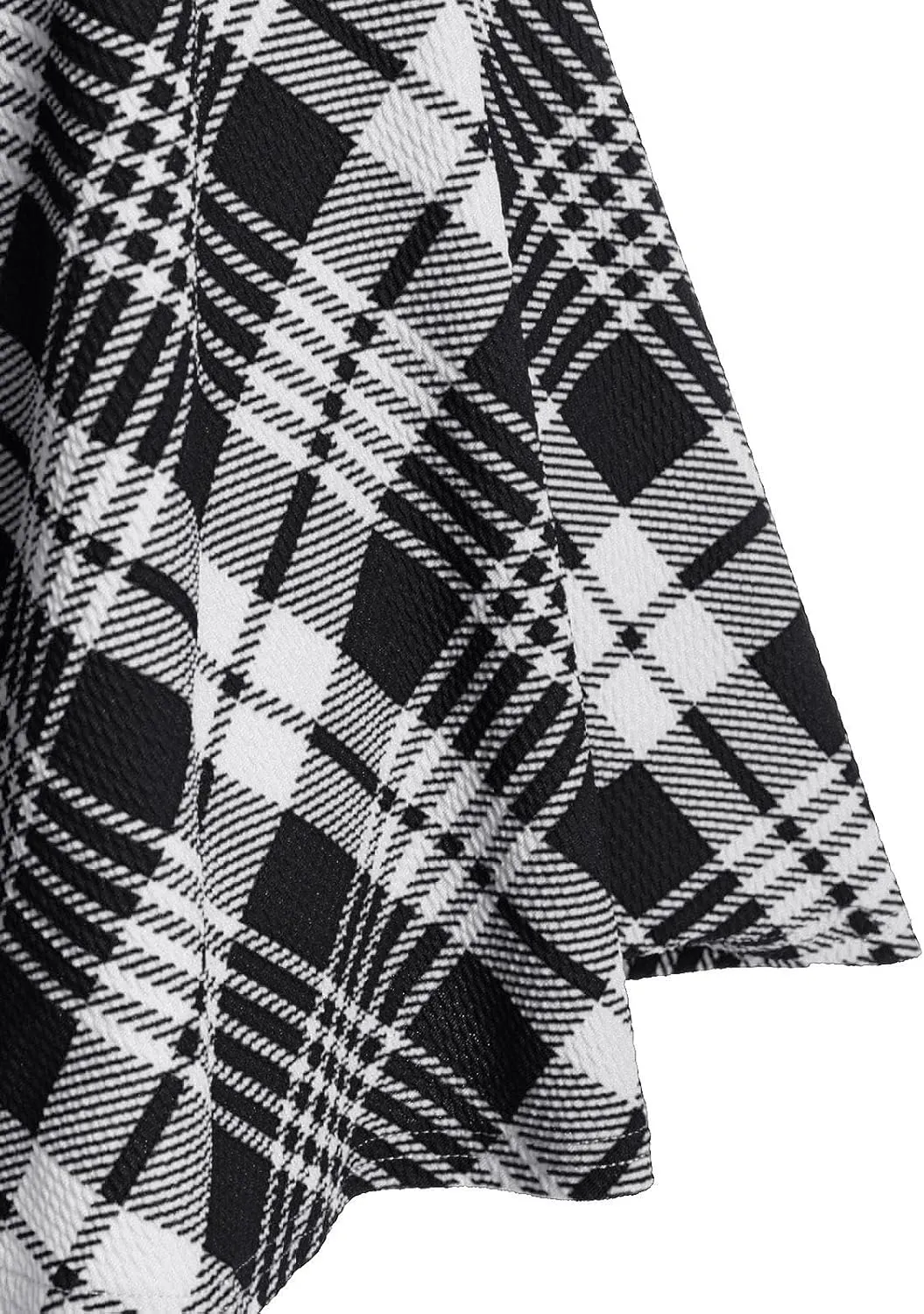 DRESSFO Women's Gothic Dress Plaid Print Lace-up Front Buckle Strap Dress Retro Empire Waist Dress Vintage 1950s Dresses