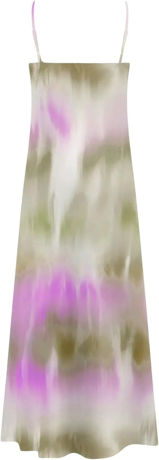 Eduavar Summer Dresses for Women, Maxi Dresses for Women 2024 Cute Floral Print Sleeveless V Neck Long Dress Beach Dress