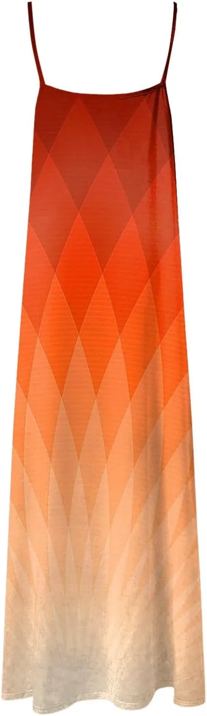 Eduavar Summer Dresses for Women, Maxi Dresses for Women 2024 Cute Floral Print Sleeveless V Neck Long Dress Beach Dress