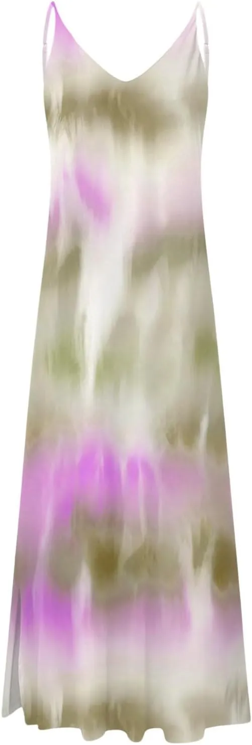 Eduavar Summer Dresses for Women, Maxi Dresses for Women 2024 Cute Floral Print Sleeveless V Neck Long Dress Beach Dress