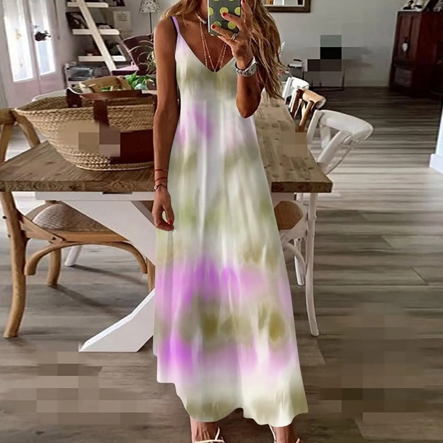 Eduavar Summer Dresses for Women, Maxi Dresses for Women 2024 Cute Floral Print Sleeveless V Neck Long Dress Beach Dress