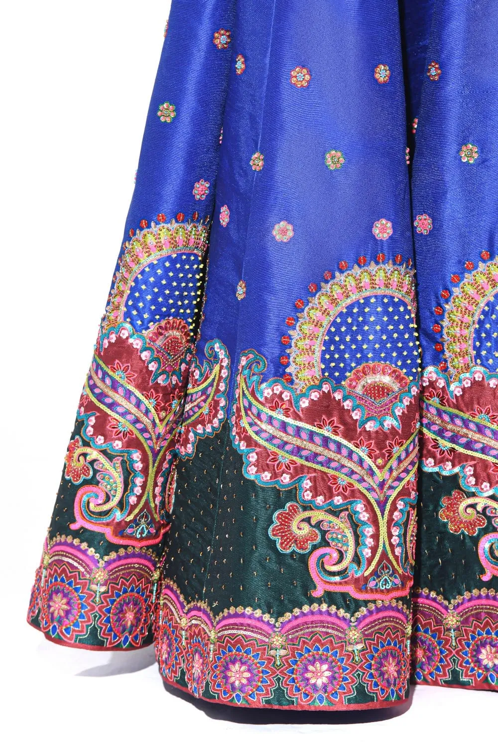 Electric Blue Embroideered Peplum Top , Lehenga Set