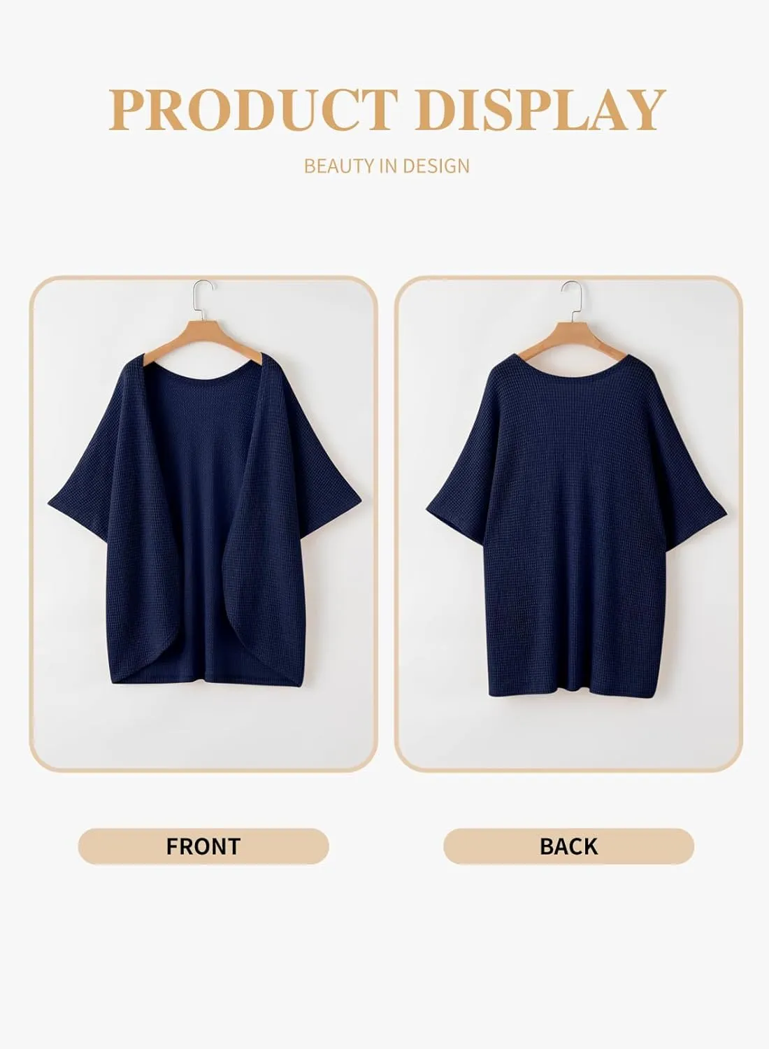Eytino Womens Plus Size Cardigan Casual Short Sleeve Waffle Knit Kimono Open Front Tops(1X-5X)