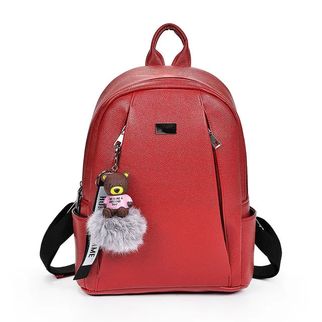Fashion Gold Leather Backpack Women Black Vintage Large Bag For Female