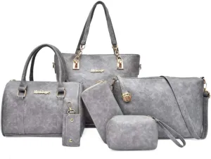 Fashion Shouler Bag 6 Pcs Set Pu Leather Women Tote Handbag Crossbody Bag Satchel Clutch Purses With Large Capacity