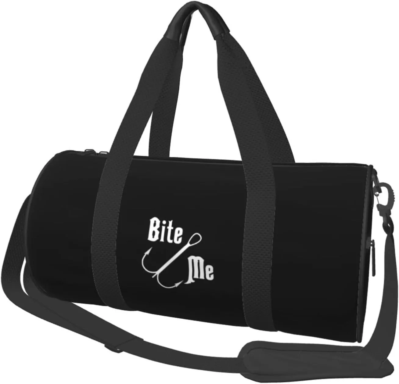 Fisherman's Fish Hook Bite Me Convertible Garment Bag with Shoulder Strap, Carry on Garment Duffel Bag for Men Women - Rolling Foldable for Travel Luggage Bags (Black)
