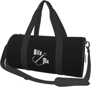 Fisherman's Fish Hook Bite Me Convertible Garment Bag with Shoulder Strap, Carry on Garment Duffel Bag for Men Women - Rolling Foldable for Travel Luggage Bags (Black)