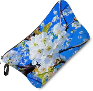 Floral Present Makeup Bag Cute Small Organizer Bag Travel Toiletry Zipper Pouch Cherry Blossom Sakura Floral Cosmetic Bag Sakura Present for Flower Lovers Women Friends