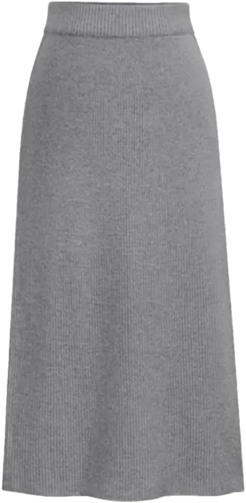 Fnfmrfmr Women Solid Office Lady Woolen Skirt High Waist Warm Slit A-Line Pleated Skirts
