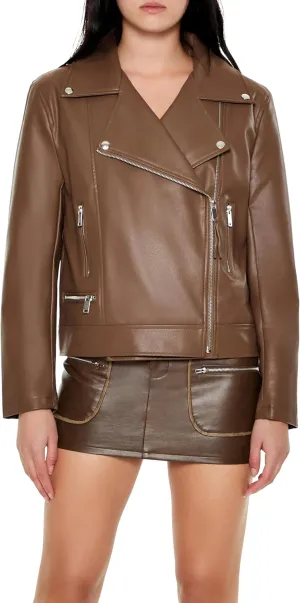 Forever 21 Women's Faux Leather Zip-up Moto Jacket